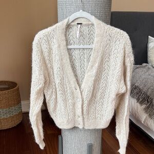 Free People Cream Knit Cardigan
